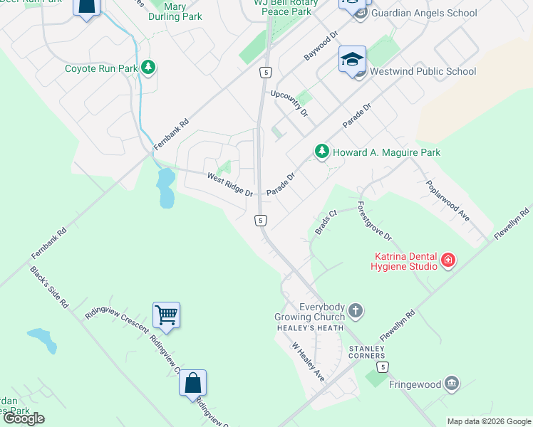 map of restaurants, bars, coffee shops, grocery stores, and more near 1893 Stittsville Main Street in Ottawa
