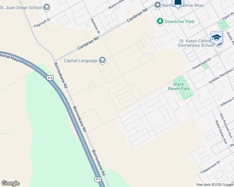 map of restaurants, bars, coffee shops, grocery stores, and more near 139 Beebalm Crescent in Ottawa