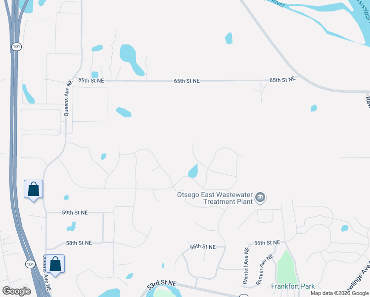 map of restaurants, bars, coffee shops, grocery stores, and more near 17025 65th Street Northeast in Otsego