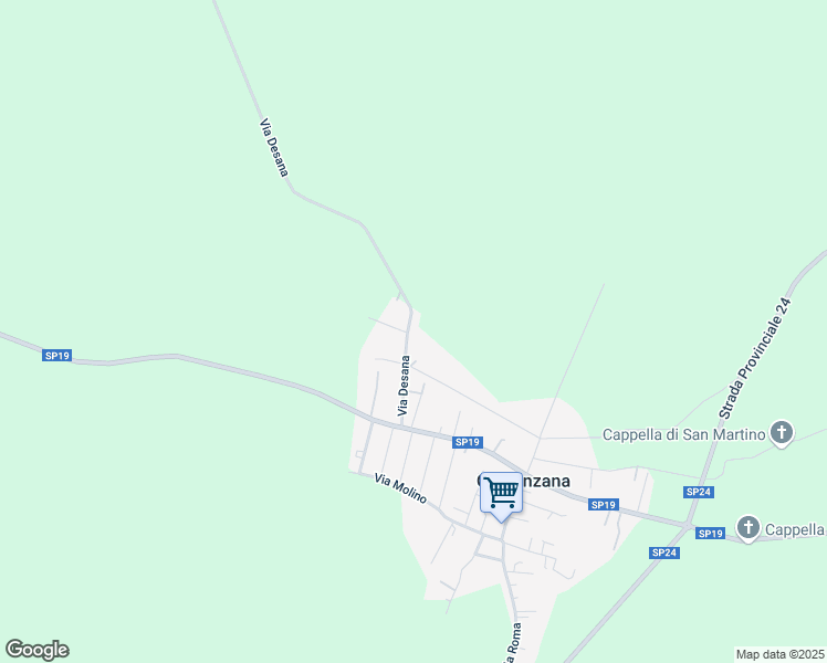 map of restaurants, bars, coffee shops, grocery stores, and more near 82 Via Desana in Costanzana