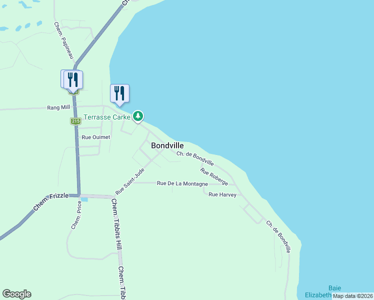 map of restaurants, bars, coffee shops, grocery stores, and more near 348 Rue de Bondville in Lac-Brome