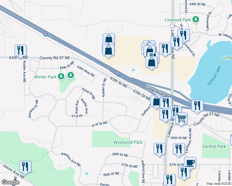map of restaurants, bars, coffee shops, grocery stores, and more near 10730 County Road 37 Northeast in Albertville