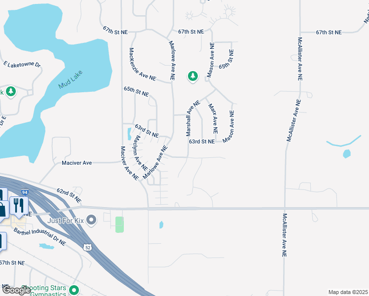 map of restaurants, bars, coffee shops, grocery stores, and more near 6271 Marshall Avenue Northeast in Otsego