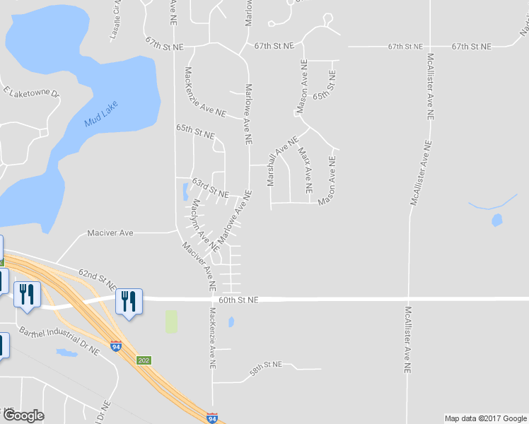 map of restaurants, bars, coffee shops, grocery stores, and more near 6271 Marshall Avenue Northeast in Otsego