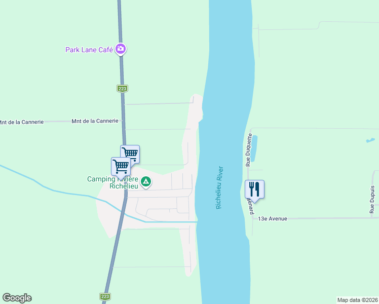map of restaurants, bars, coffee shops, grocery stores, and more near 1275 Rue Dumas in Saint-Jean-sur-Richelieu