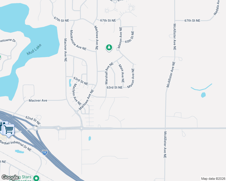 map of restaurants, bars, coffee shops, grocery stores, and more near 12327 63rd Street Northeast in Otsego
