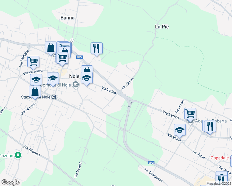 map of restaurants, bars, coffee shops, grocery stores, and more near 4 Strada Barotto in Nole