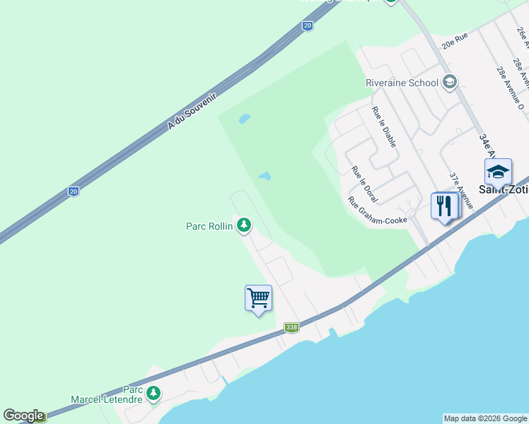 map of restaurants, bars, coffee shops, grocery stores, and more near 365 49e Avenue in Saint-Zotique