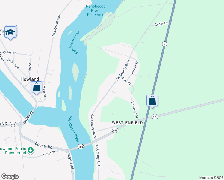 map of restaurants, bars, coffee shops, grocery stores, and more near 150 Old County Road North in Enfield