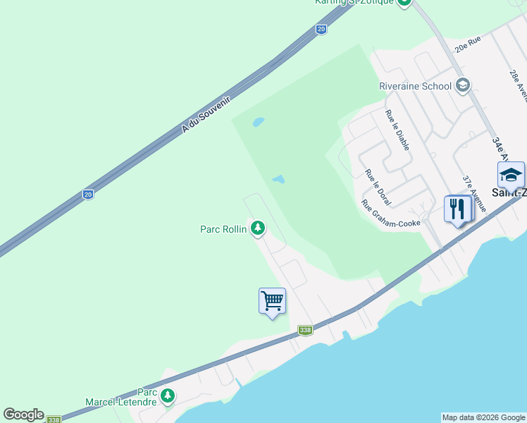 map of restaurants, bars, coffee shops, grocery stores, and more near 358 49e Avenue in Saint-Zotique