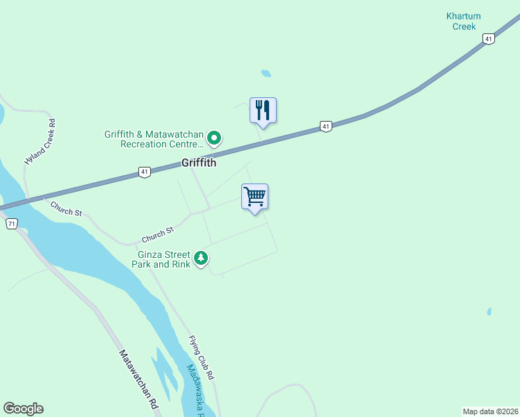 map of restaurants, bars, coffee shops, grocery stores, and more near 12 Eastern Avenue in Renfrew County