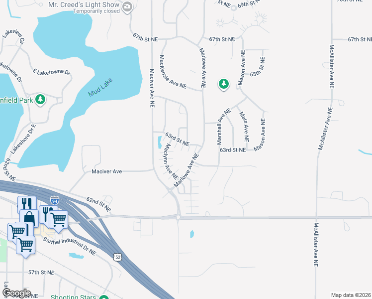 map of restaurants, bars, coffee shops, grocery stores, and more near 6230 Maclynn Avenue Northeast in Albertville