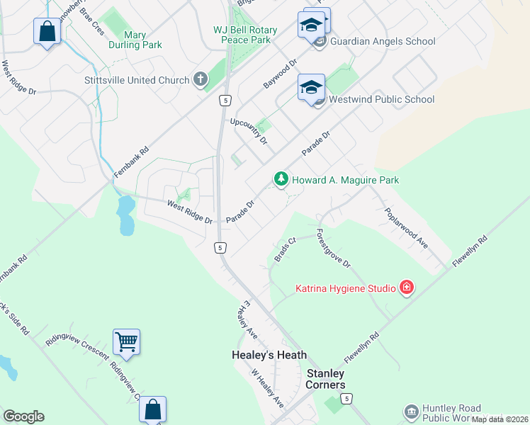 map of restaurants, bars, coffee shops, grocery stores, and more near 320 Lipizzaner Street in Ottawa
