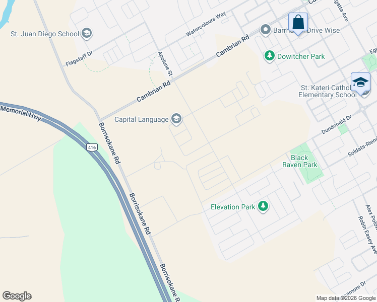 map of restaurants, bars, coffee shops, grocery stores, and more near 538 Sonmarg Crescent in Ottawa