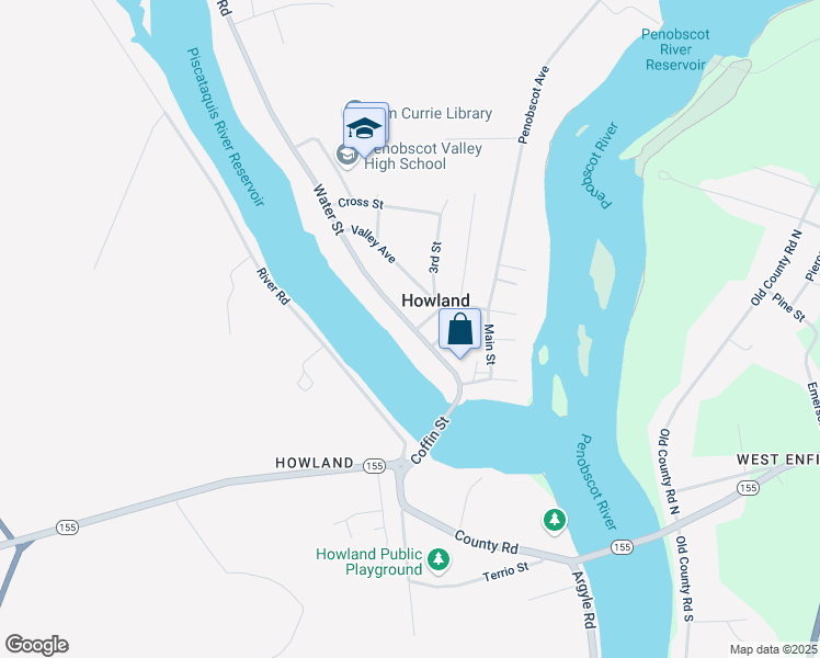 map of restaurants, bars, coffee shops, grocery stores, and more near in Howland