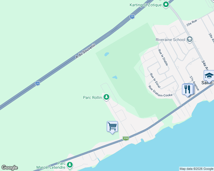 map of restaurants, bars, coffee shops, grocery stores, and more near 352 49e Avenue in Saint-Zotique