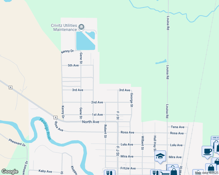 map of restaurants, bars, coffee shops, grocery stores, and more near 1010 3rd Avenue in Crivitz