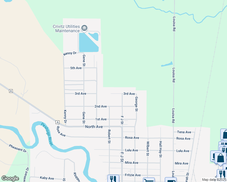 map of restaurants, bars, coffee shops, grocery stores, and more near 1010 3rd Avenue in Crivitz