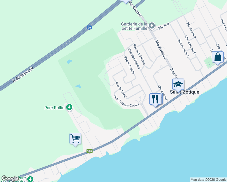 map of restaurants, bars, coffee shops, grocery stores, and more near 259 Rue Graham-Cooke in Saint-Zotique