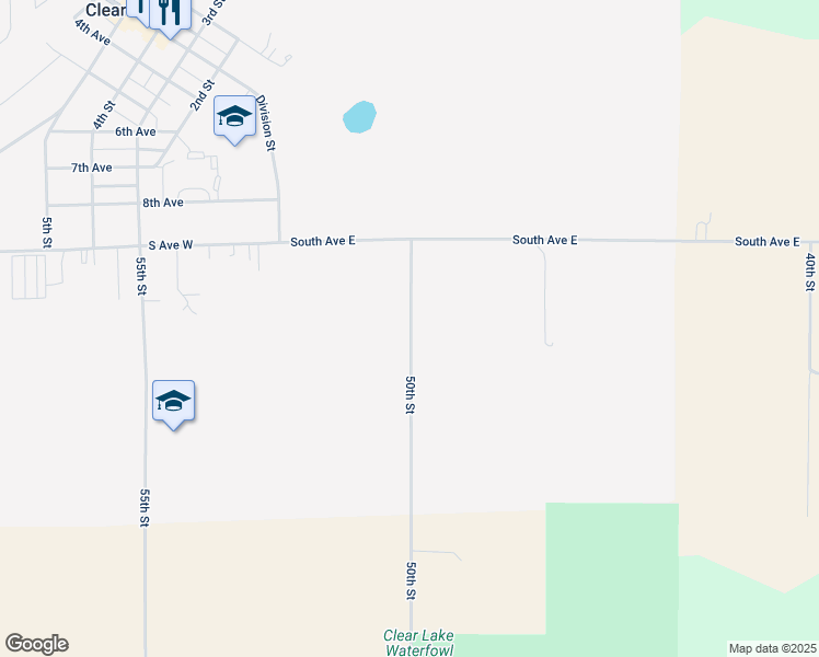 map of restaurants, bars, coffee shops, grocery stores, and more near 934 3rd Street Southeast in Clear Lake