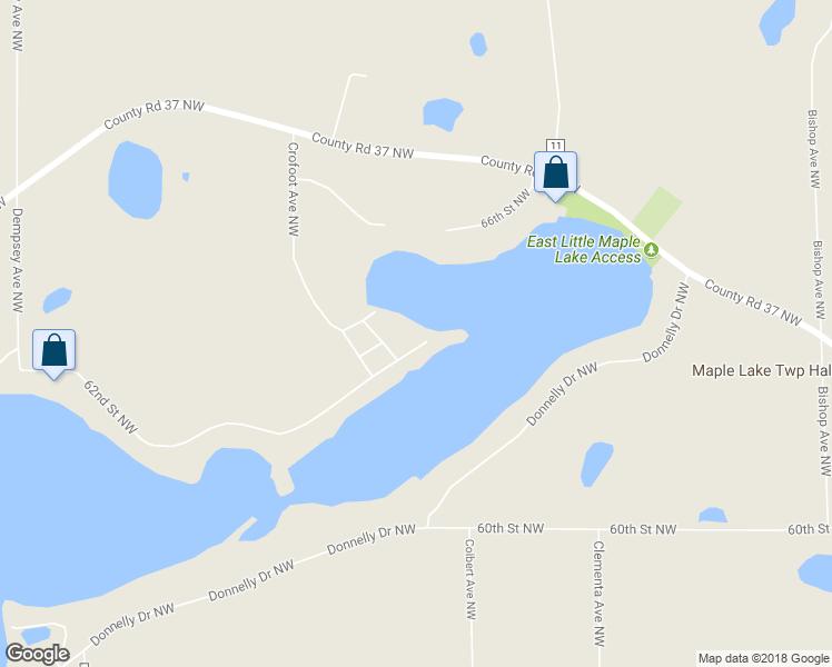 map of restaurants, bars, coffee shops, grocery stores, and more near 2256 62nd Street Northwest in Maple Lake