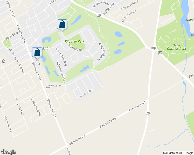 map of restaurants, bars, coffee shops, grocery stores, and more near 124 Cedardown Private in Ottawa