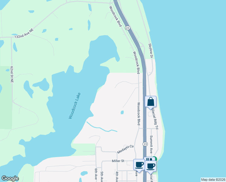 map of restaurants, bars, coffee shops, grocery stores, and more near 18 Woodcock Drive in Spicer