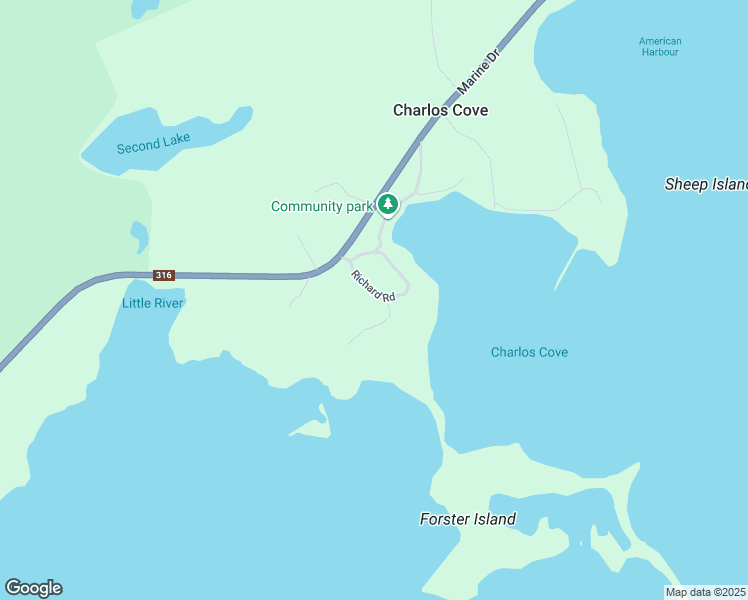 map of restaurants, bars, coffee shops, grocery stores, and more near 46 Richard Road in Larrys River