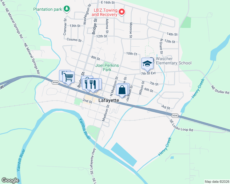 map of restaurants, bars, coffee shops, grocery stores, and more near 657 West 5th Street in Lafayette