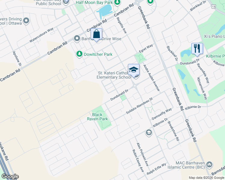 map of restaurants, bars, coffee shops, grocery stores, and more near in Ottawa