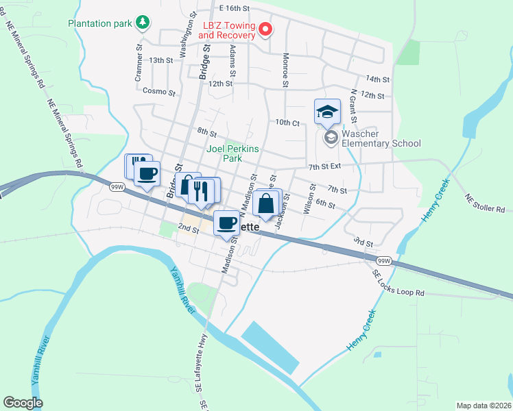 map of restaurants, bars, coffee shops, grocery stores, and more near 657 West 5th Street in Lafayette