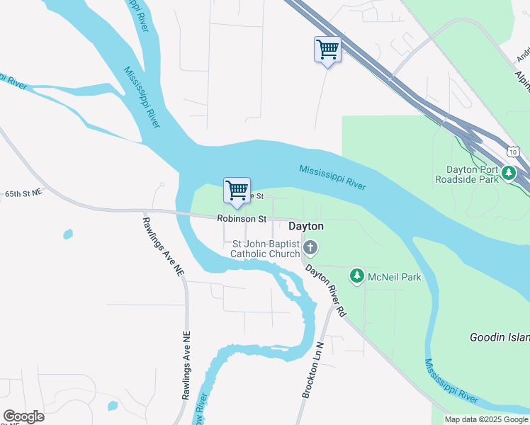 map of restaurants, bars, coffee shops, grocery stores, and more near 18530 Robinson St in Dayton