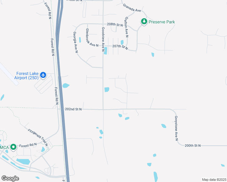 map of restaurants, bars, coffee shops, grocery stores, and more near 20420 Goodvine Trail North in Forest Lake