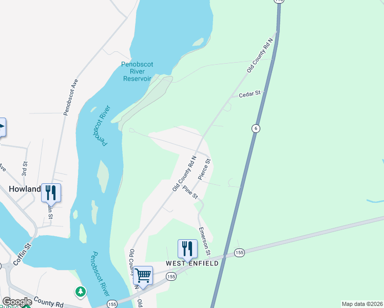 map of restaurants, bars, coffee shops, grocery stores, and more near 129 Old County Road North in Enfield