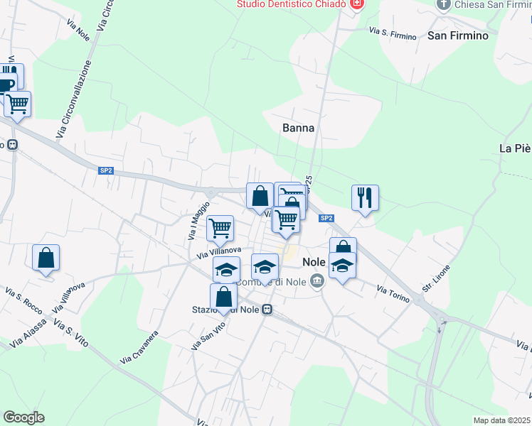 map of restaurants, bars, coffee shops, grocery stores, and more near 3 Via Banna in Nole