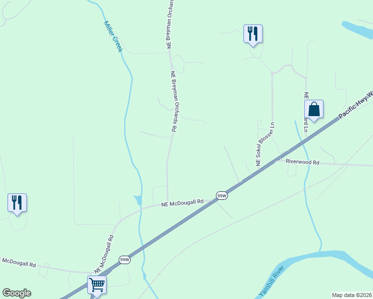 map of restaurants, bars, coffee shops, grocery stores, and more near 4210 Northeast Breyman Orchards Road in Dayton