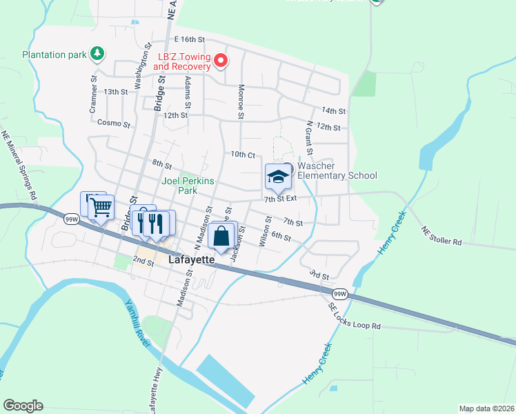 map of restaurants, bars, coffee shops, grocery stores, and more near 836 7th Street in Lafayette