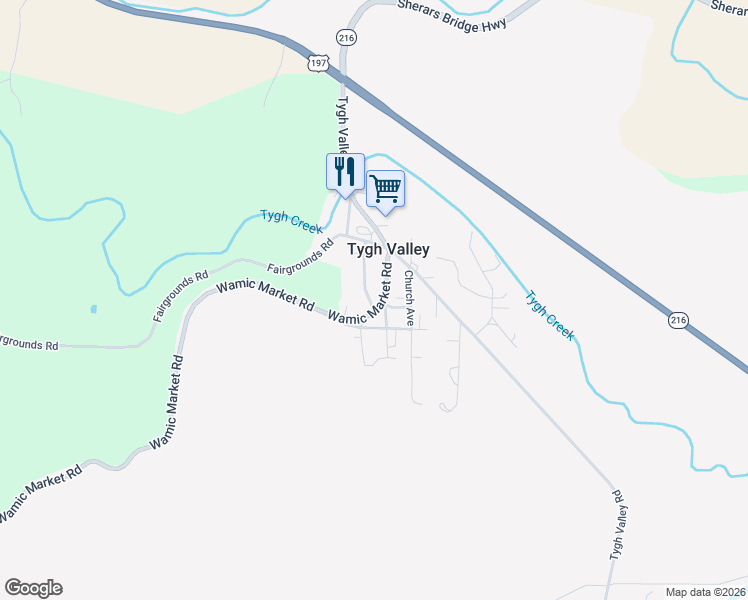 map of restaurants, bars, coffee shops, grocery stores, and more near 82675 Wamic Market Road in Tygh Valley
