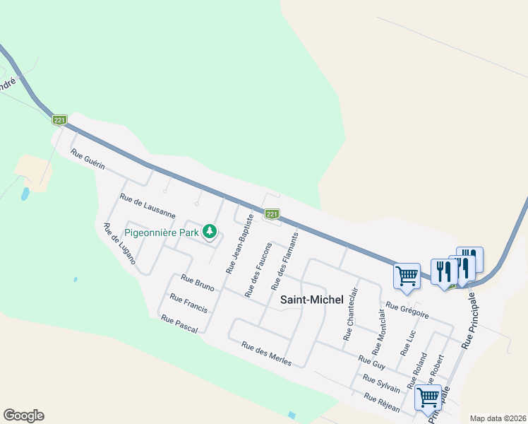 map of restaurants, bars, coffee shops, grocery stores, and more near Chemin Rhéaume in Saint-Michel
