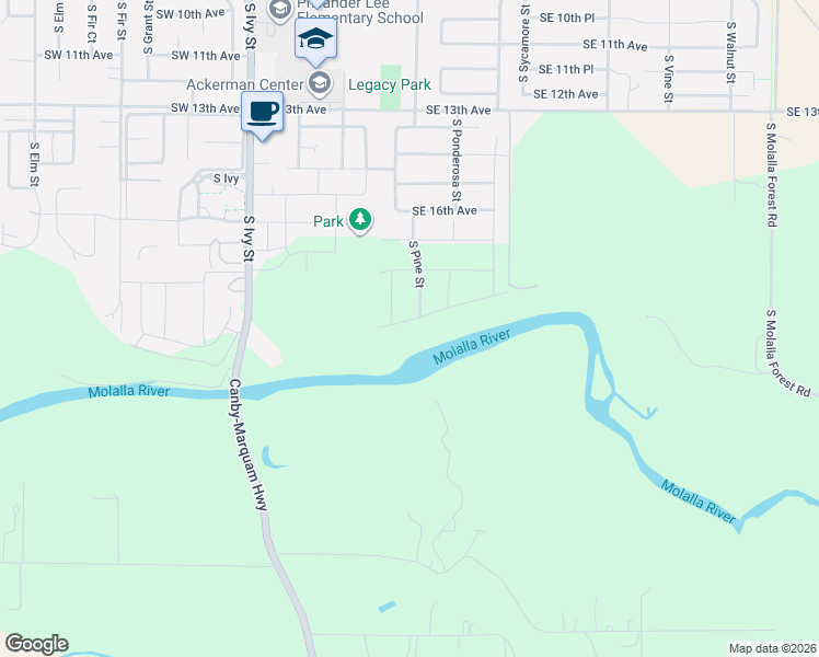 map of restaurants, bars, coffee shops, grocery stores, and more near 1193 Northwest 22nd Avenue in Canby