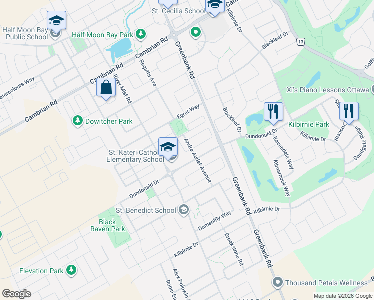 map of restaurants, bars, coffee shops, grocery stores, and more near in Ottawa