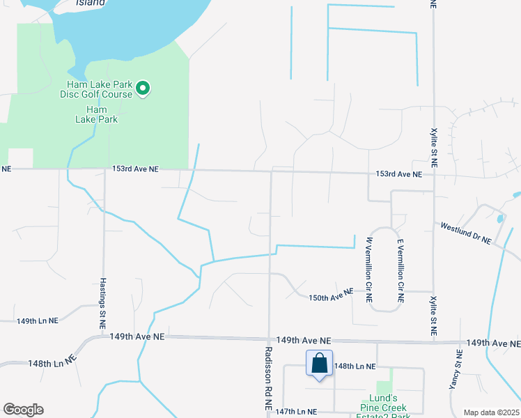 map of restaurants, bars, coffee shops, grocery stores, and more near 15204 Radisson Road Northeast in Ham Lake