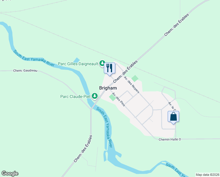 map of restaurants, bars, coffee shops, grocery stores, and more near 277 Avenue des Érables in Brigham