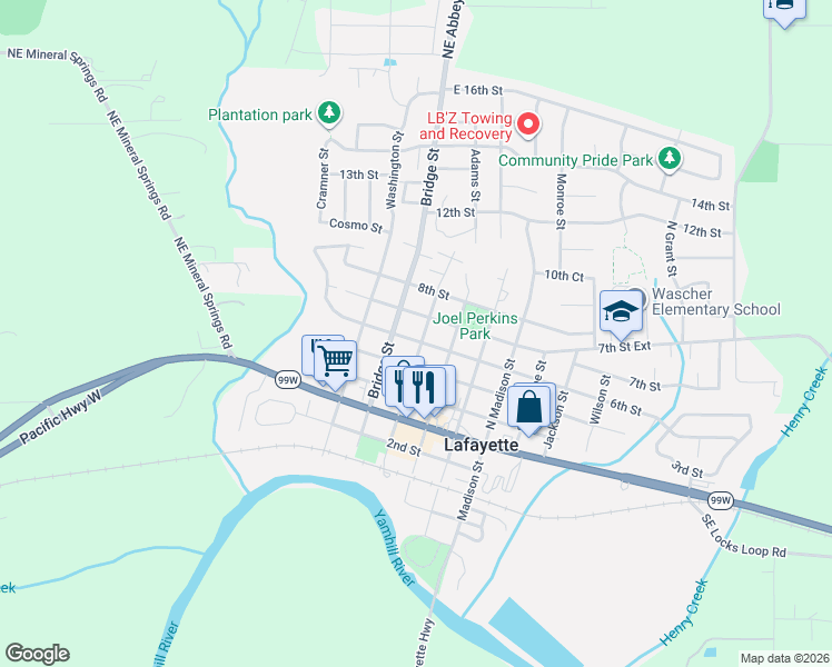 map of restaurants, bars, coffee shops, grocery stores, and more near 280 6th Street in Dayton