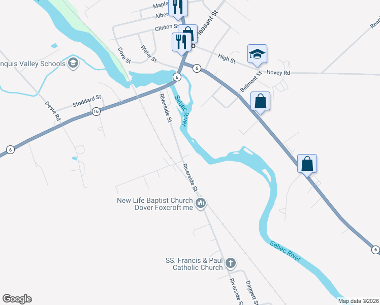 map of restaurants, bars, coffee shops, grocery stores, and more near 14 River Road in Medford