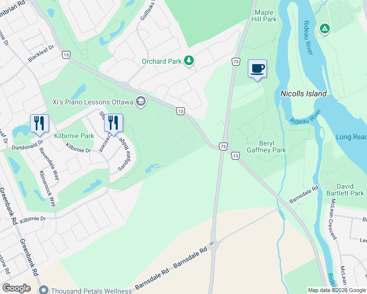 map of restaurants, bars, coffee shops, grocery stores, and more near in Nepean