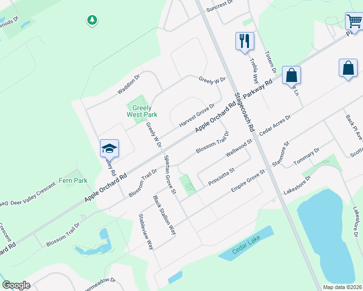 map of restaurants, bars, coffee shops, grocery stores, and more near 6494 Harvest Grove Drive in Ottawa