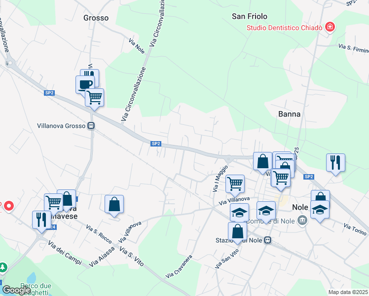 map of restaurants, bars, coffee shops, grocery stores, and more near 180 Via Torino in Nole