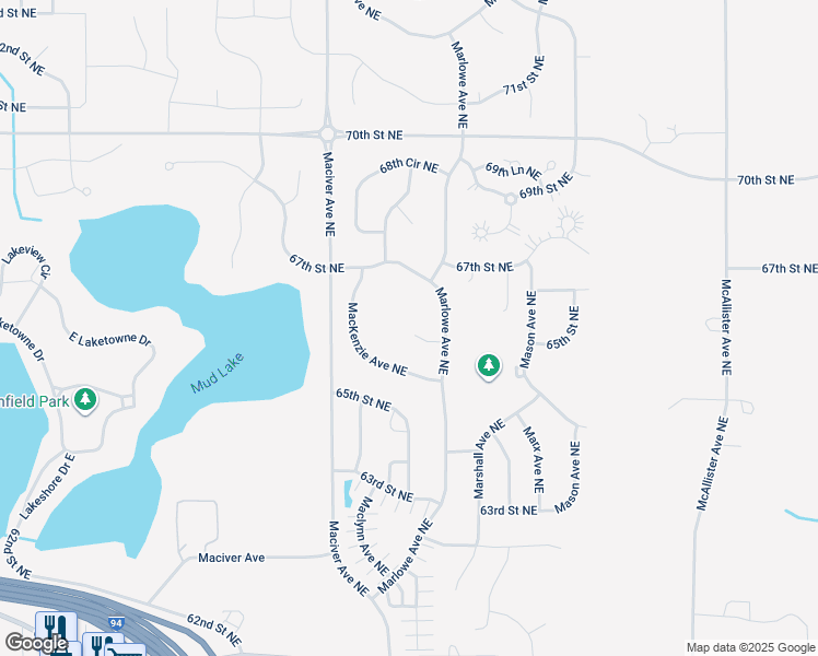 map of restaurants, bars, coffee shops, grocery stores, and more near 12150 66th Court Northeast in Otsego