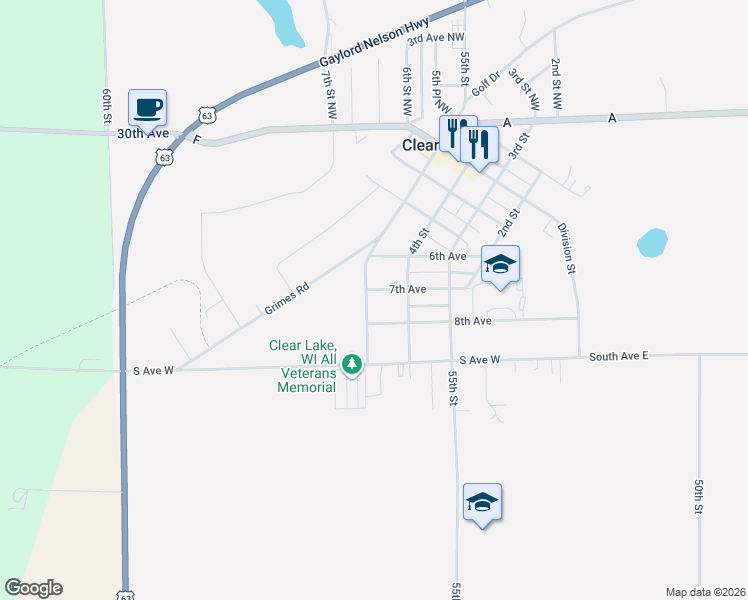 map of restaurants, bars, coffee shops, grocery stores, and more near 471 7th Avenue in Clear Lake
